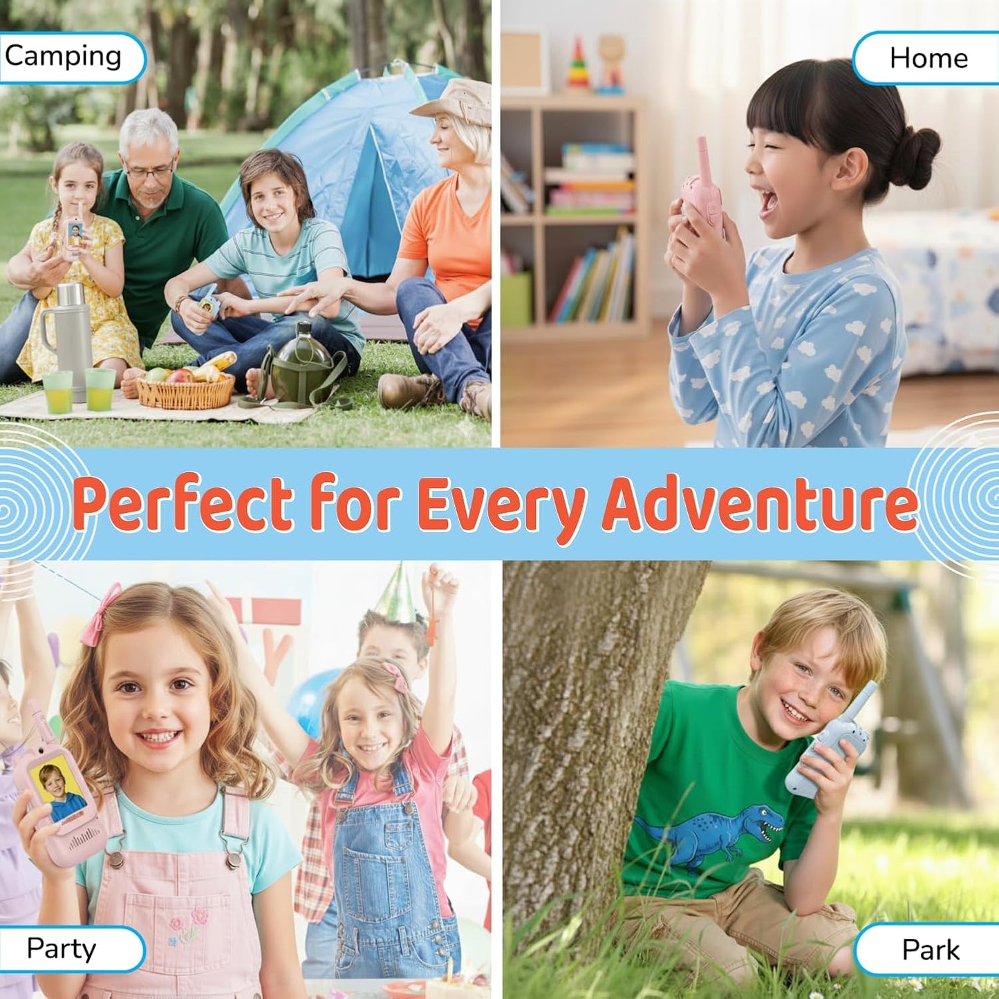 Video Walkie Talkie 2 Pack Rechargeable Interphone with HD Camera & Voice Changer