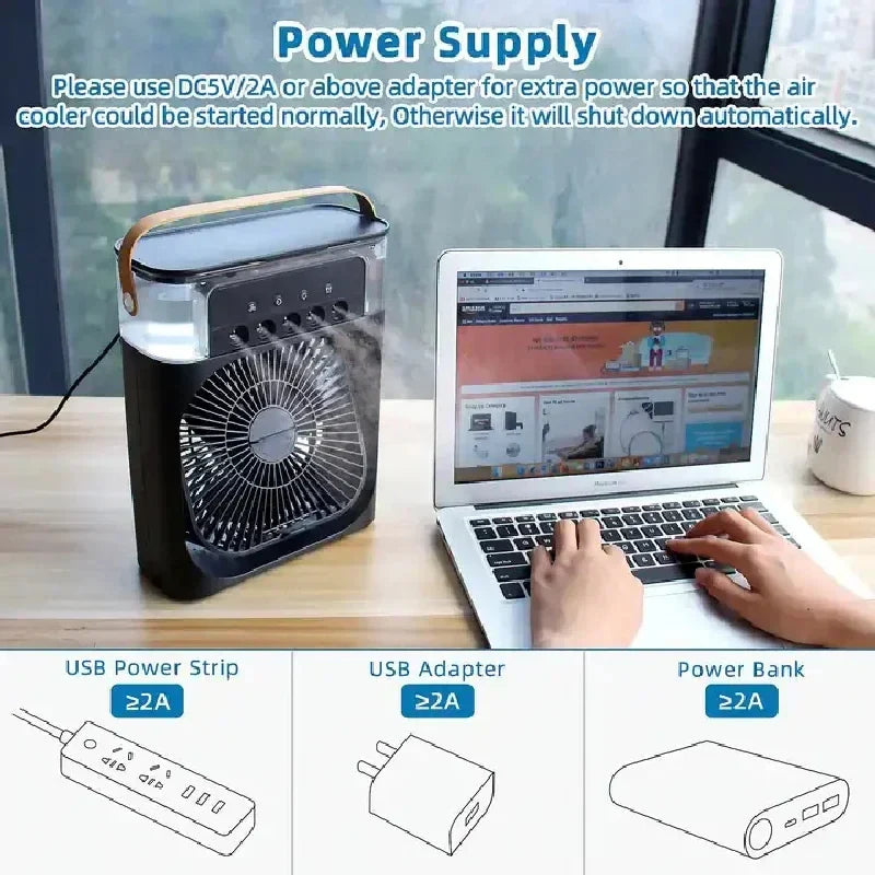 Portable Mini Air Cooler Black Personal Cooling Fan