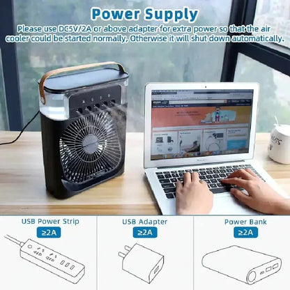 Portable Mini Air Cooler Black Personal Cooling Fan