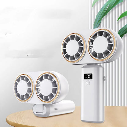 USB Handheld Mini Fan Foldable Portable  Hanging Fans 5 Speed USB Rechargeable Fan With Display Screen